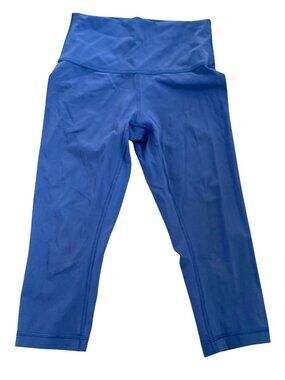 Lululemon Women's High Rise Leggings Sz 4 Blue Stretch Cropped Yoga Activewear